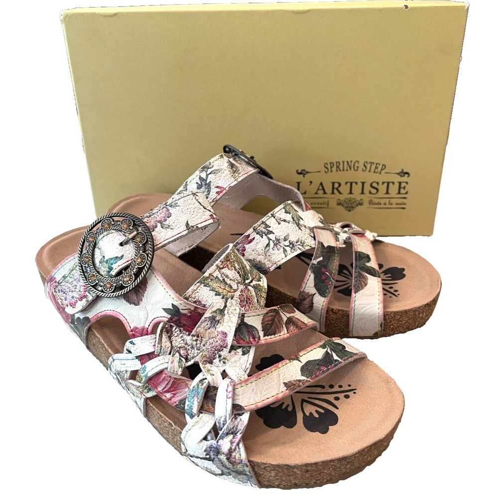 L'Artiste by Spring Step Yarden NEW Size EU 38 US 7.5-8 Sandals White Floral